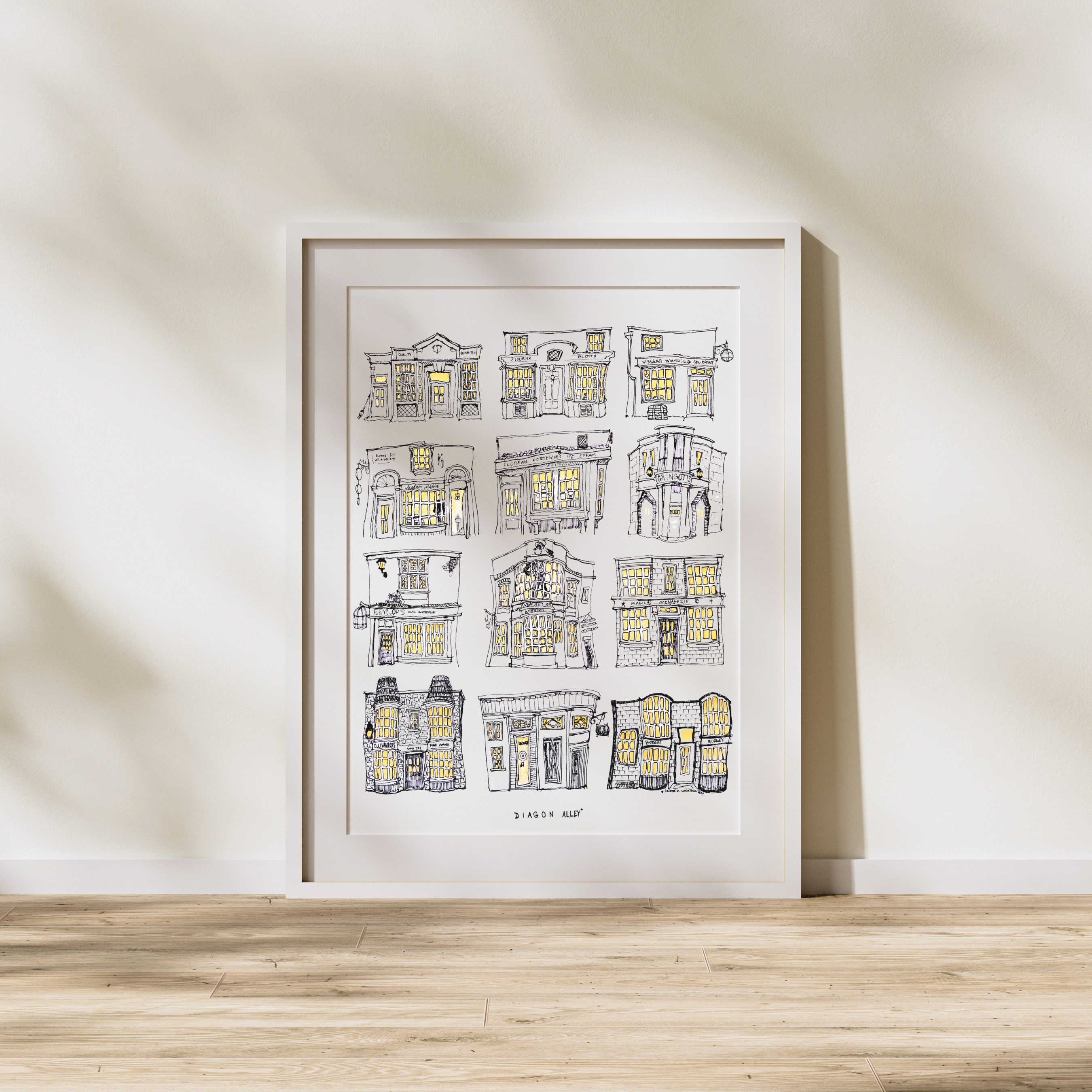 Diagon Alley w Lights On - 8x10" Print
