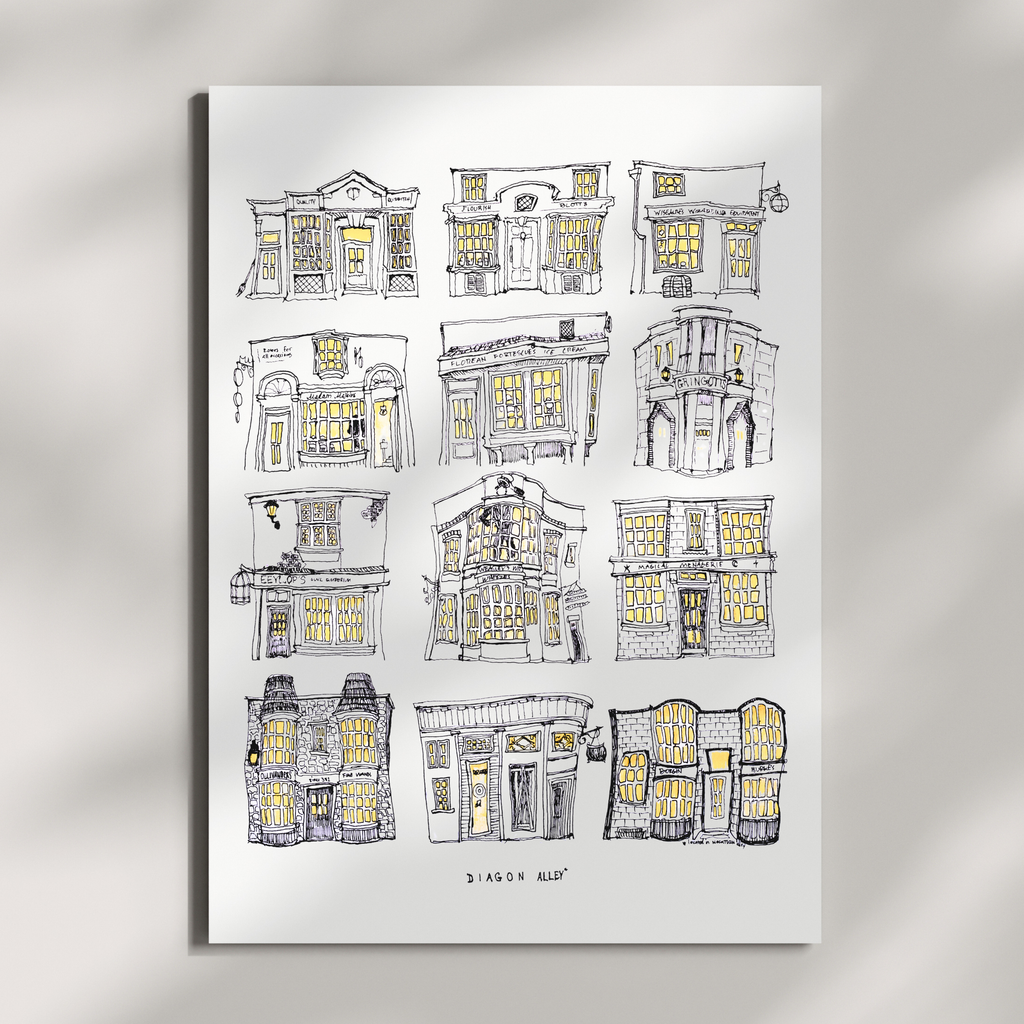 Diagon Alley w Lights On - 8x10" Print