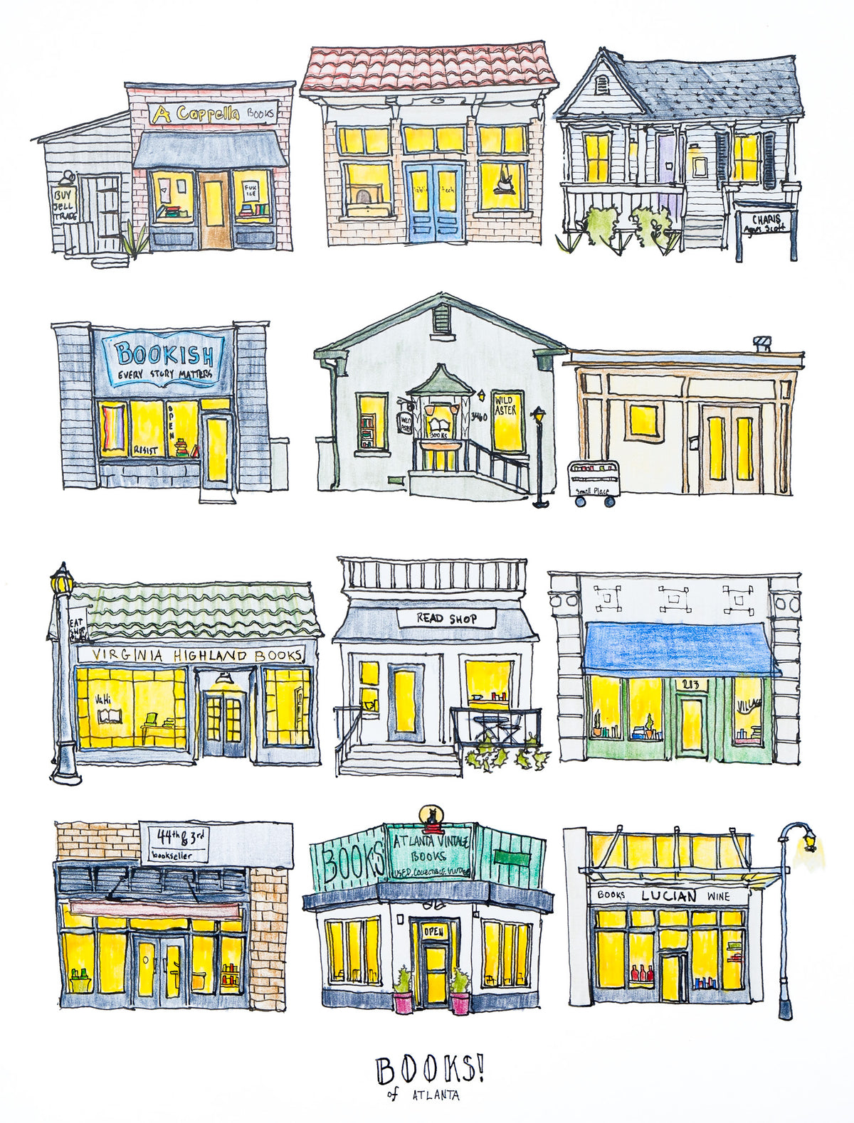 Atlanta Bookstores - 8x10" Signed Print