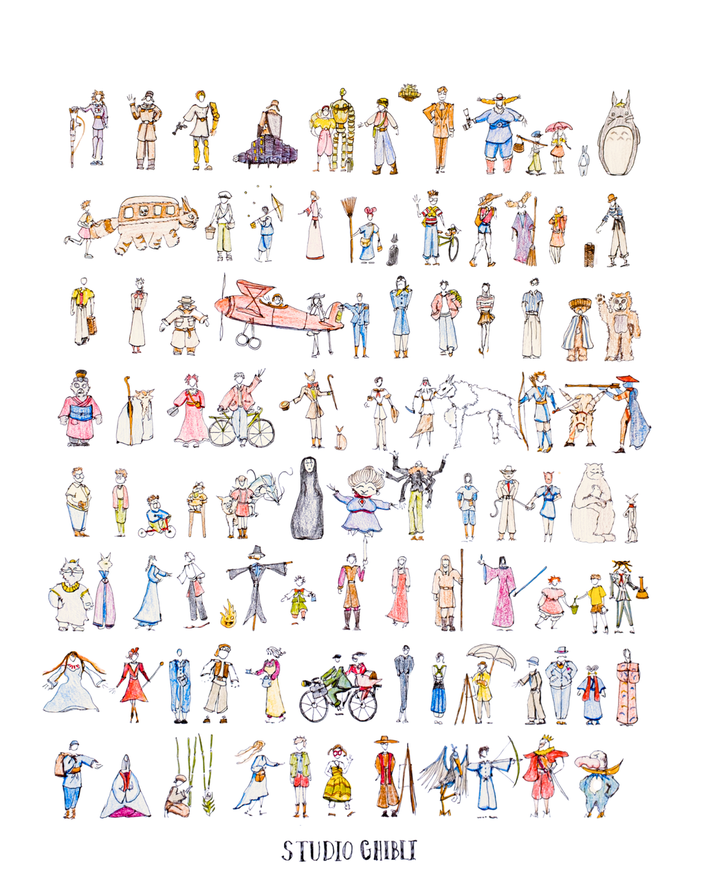 Studio Ghibli MiniFig - 11 x 14" Signed Print