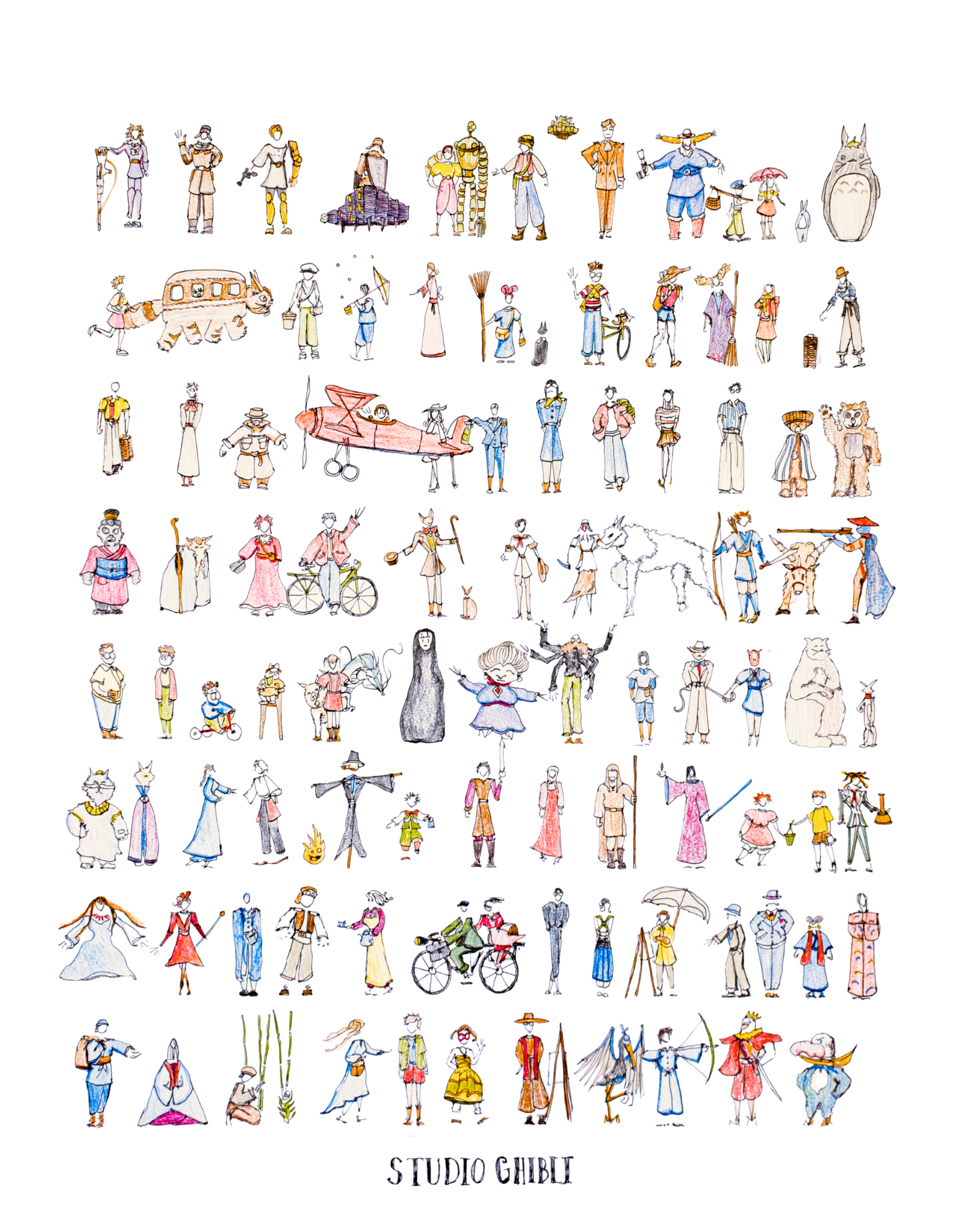 Studio Ghibli MiniFig - 11 x 14" Signed Print